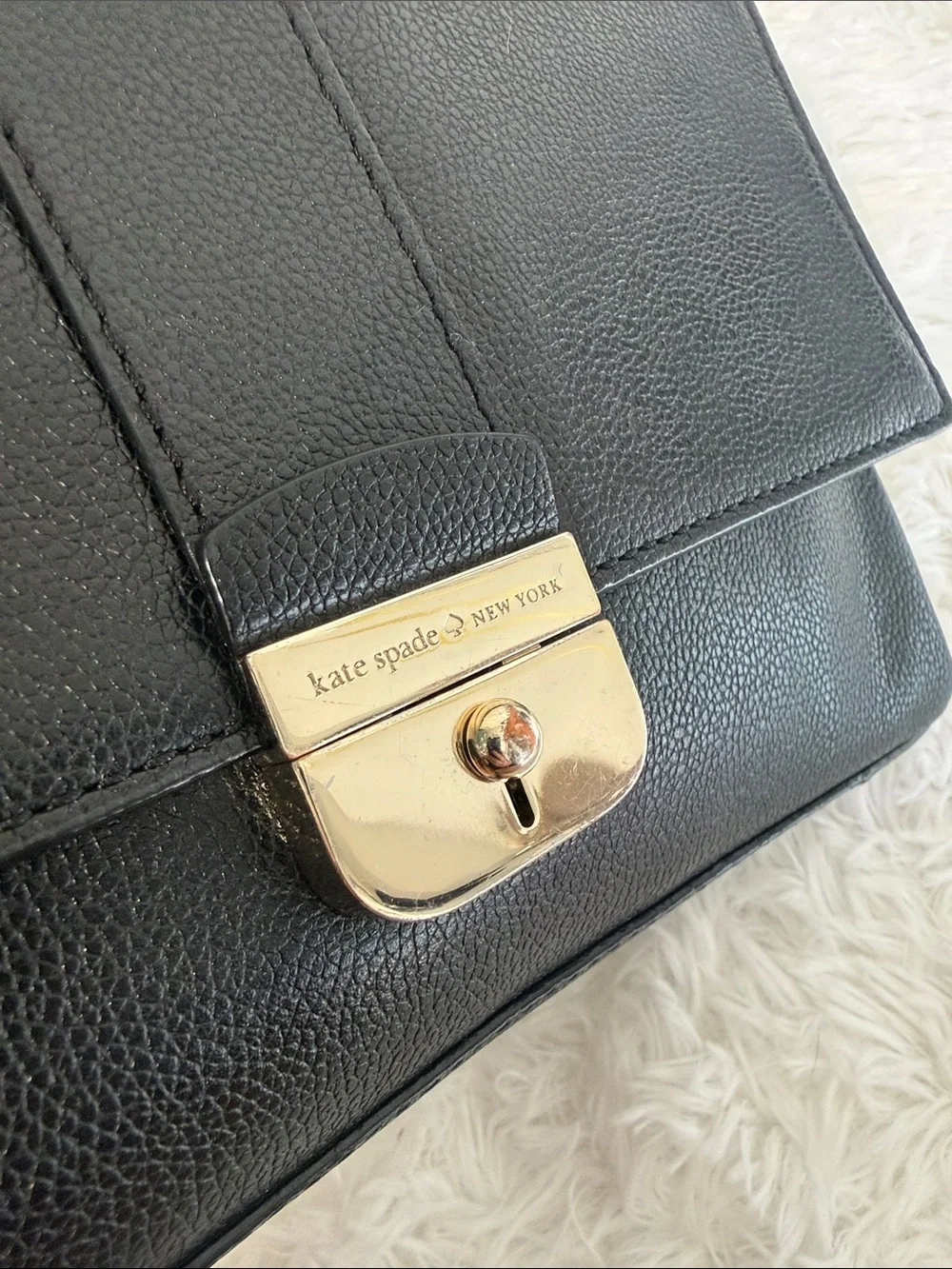 KATE SPADE NEW YORK  Milna Lovett Street Black Leather Cross Body Bag